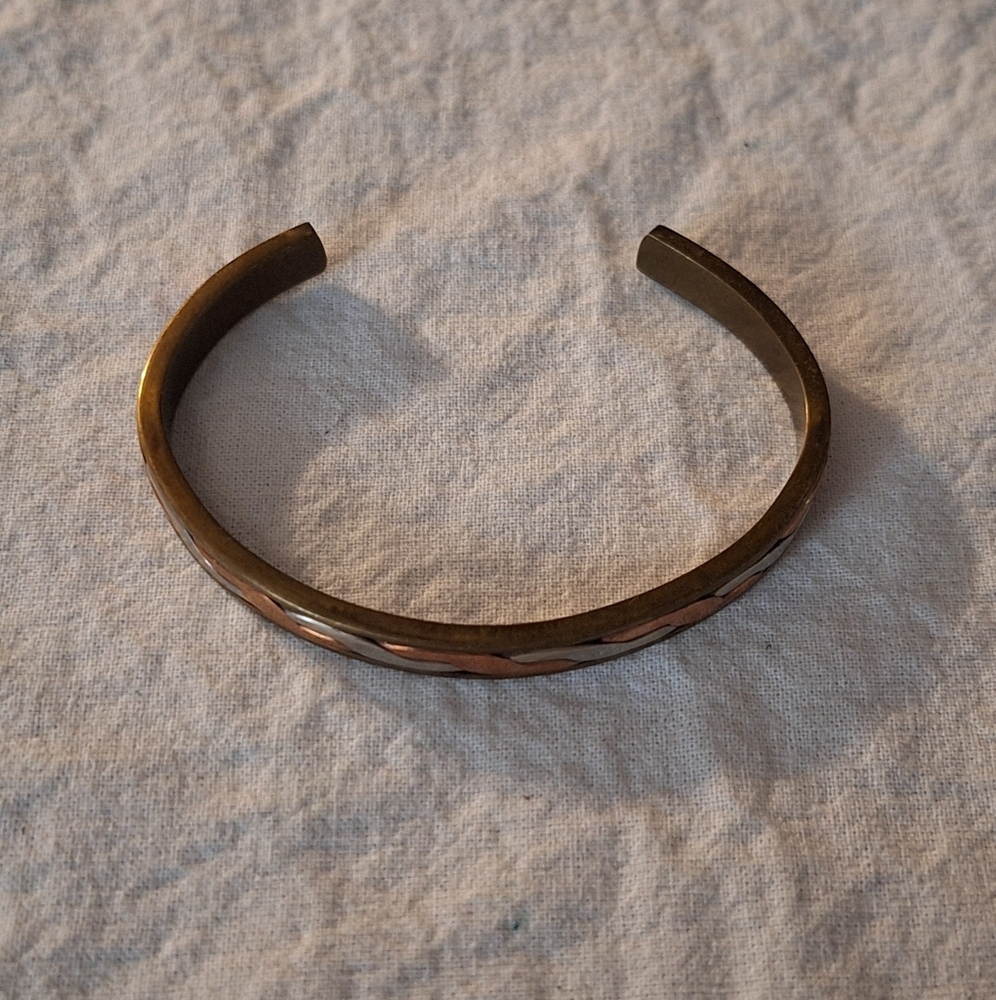 Mixed Metals Thin Cuff Bracelet - image 3
